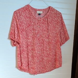 Universal Thread Women's Orange & White floral button down top, sz. L